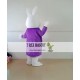 Easter White Bunny Rabbit Mascot Costume With Purple Jacket 