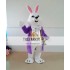 Easter White Bunny Rabbit Mascot Costume With Purple Jacket 