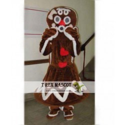 Christmas Lady Gingerbread Heart Mascot Costumes