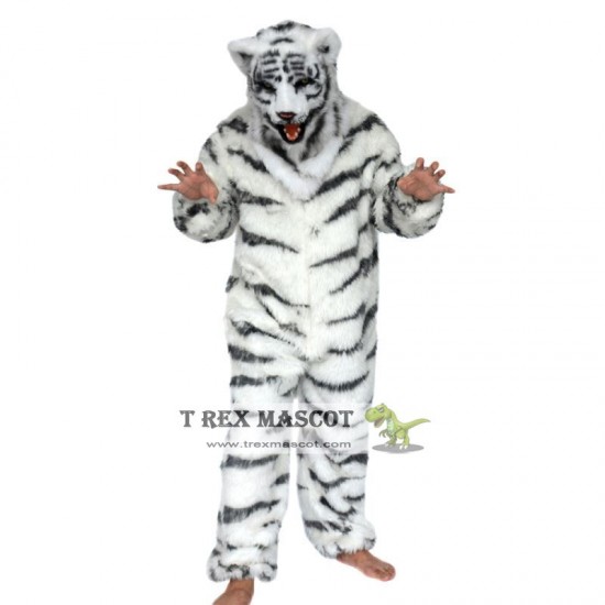 Realistic White Tiger Fursuit Mascot Costume