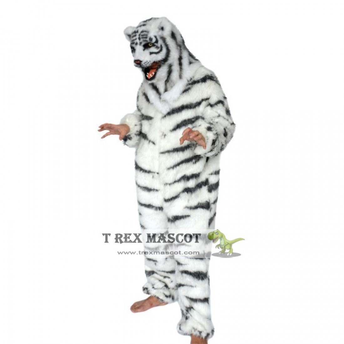 Realistic White Tiger Fursuit Mascot Costume