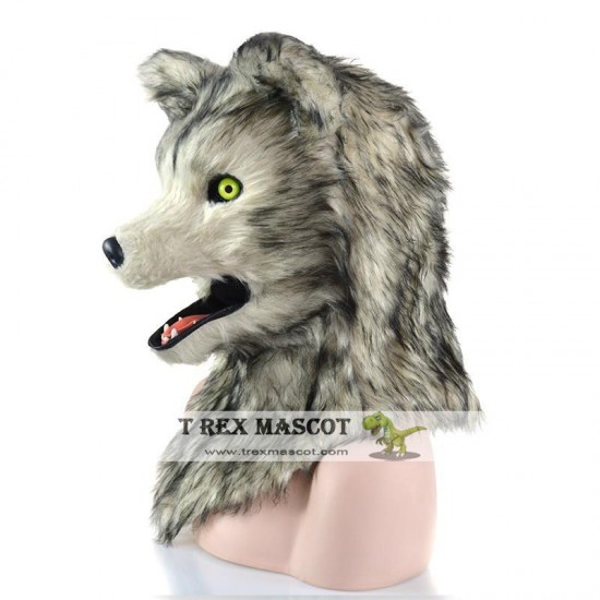 Animal White & Grey wolf Fursuit Head Mascot Head