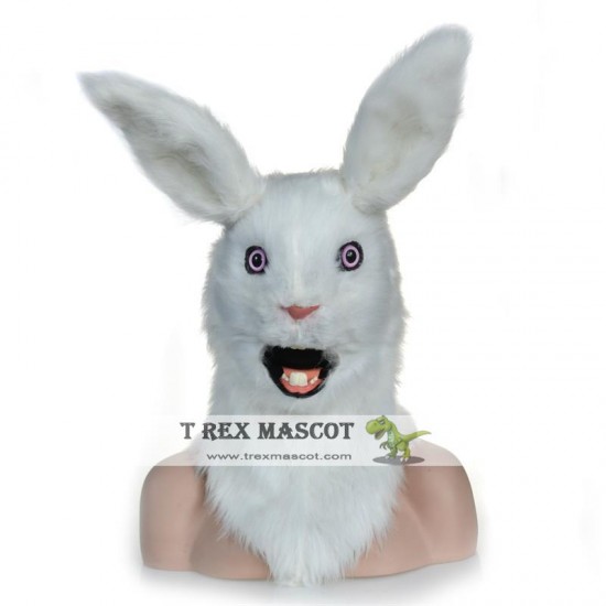 Animal White rabbit Fursuit Head Mascot Head