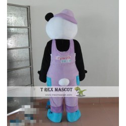 Panda Mascot Costume With Purple Clothes