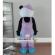 Panda Mascot Costume With Purple Clothes