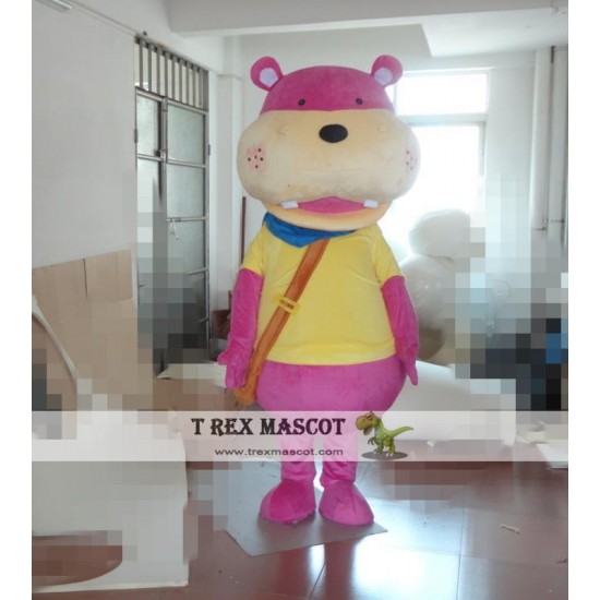 Pink Hippo Mascot Costume