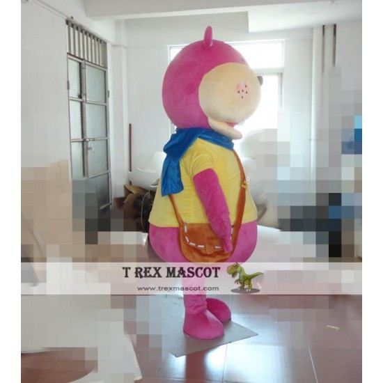 Pink Hippo Mascot Costume