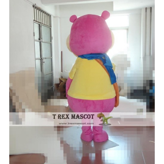 Pink Hippo Mascot Costume