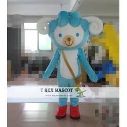 Sky Blue Sheep Mascot Costume