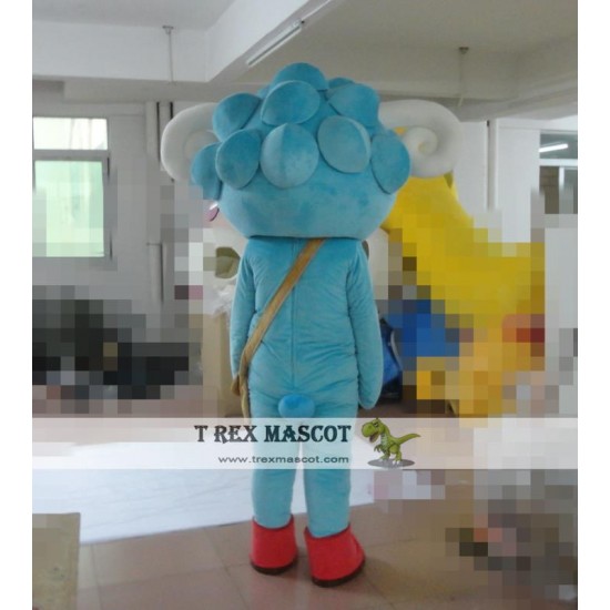 Sky Blue Sheep Mascot Costume