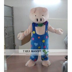 Blue Pig Mascot Costume