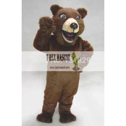 Happy Brown Furry Bear Mascot Costume