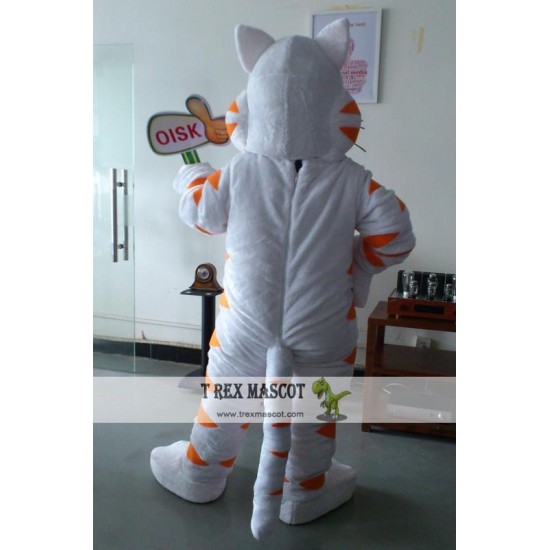 White Fat Cat Mascot Costume Celebration Carnival Outfit