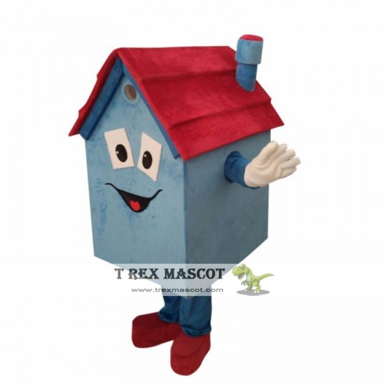 Mascot Blue House Cartoon Mascot Costume