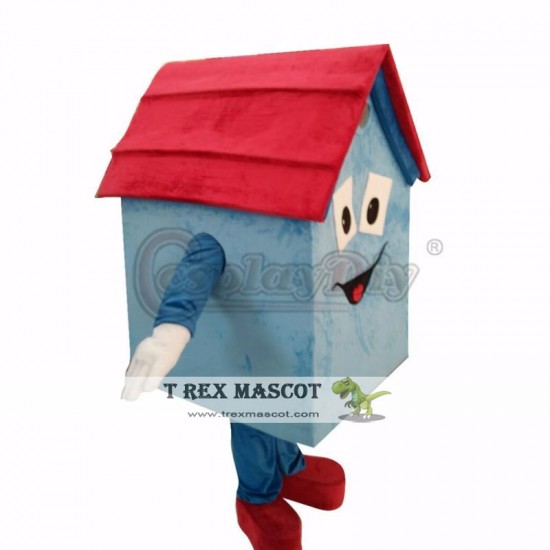 Mascot Blue House Cartoon Mascot Costume