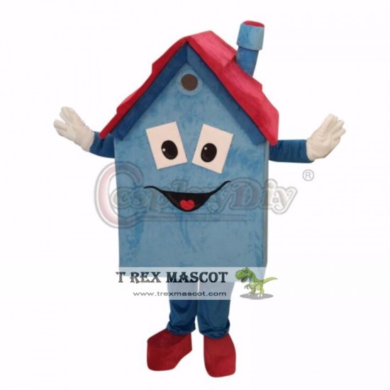 Mascot Blue House Cartoon Mascot Costume