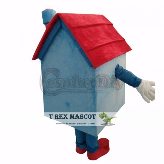 Mascot Blue House Cartoon Mascot Costume