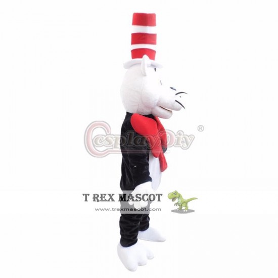 Animal Cat In The Hat Plush Adult Mascot Costume For Christmas