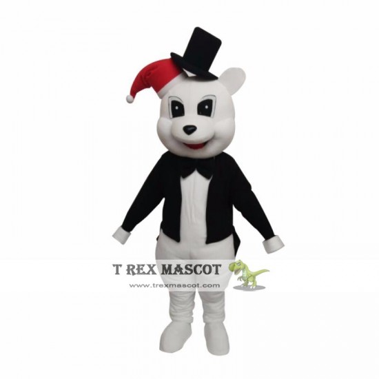 Animal White Bear Black Jacket Plush Adult Mascot Costume For Christmas