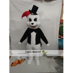 Animal White Bear Black Jacket Plush Adult Mascot Costume For Christmas