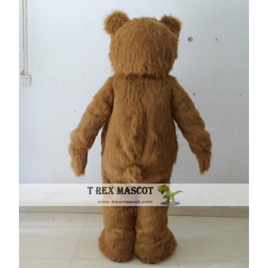 Furry Brown Teddy Bear Mascot Costume For Adult