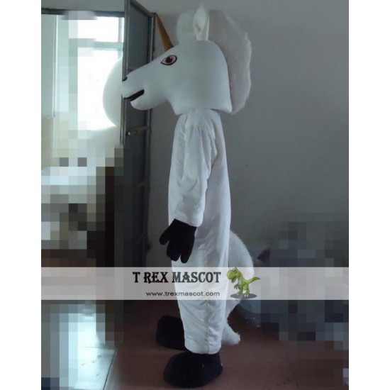 White Unicorn With A Tail Mascot Costume Adult Unicorn Mascot