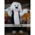 Plush Furry White And Black Puppy Dog Mascot Costume For Adult