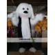 Plush Furry White And Black Puppy Dog Mascot Costume For Adult