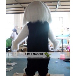 Plush Furry White And Black Puppy Dog Mascot Costume For Adult