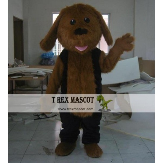 Furry Brown Dog Mascot Costume For Adult