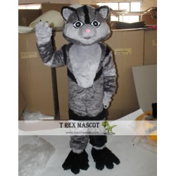 Furry Grey Cat Mascot Costume For Adults