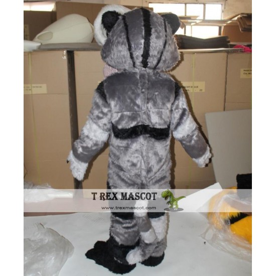 Furry Grey Cat Mascot Costume For Adults