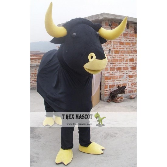 2 Persons Wear Black Bull Cow Mascot Costume For Adult