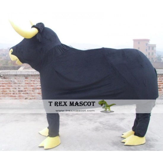 2 Persons Wear Black Bull Cow Mascot Costume For Adult