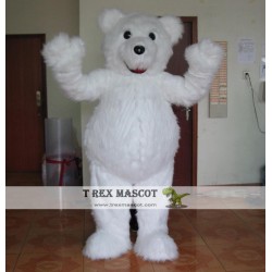 White Adult Plush Teddy Bear Mascot Costume