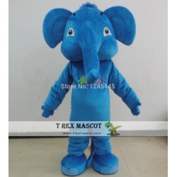 Blue Pink Dark Grey Adult Elephant Mascot Costume