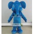 Blue Pink Dark Grey Adult Elephant Mascot Costume