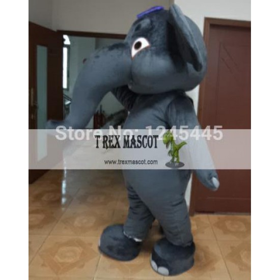 Blue Pink Dark Grey Adult Elephant Mascot Costume