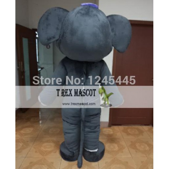 Blue Pink Dark Grey Adult Elephant Mascot Costume