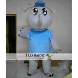 Grey Rhinoceros Mascot Costume For Adult