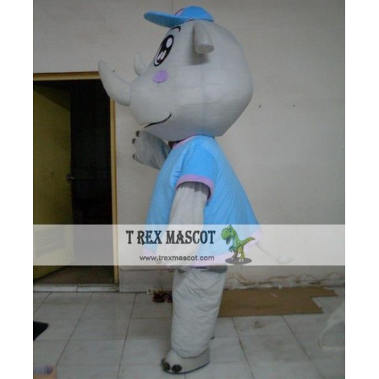 Grey Rhinoceros Mascot Costume For Adult