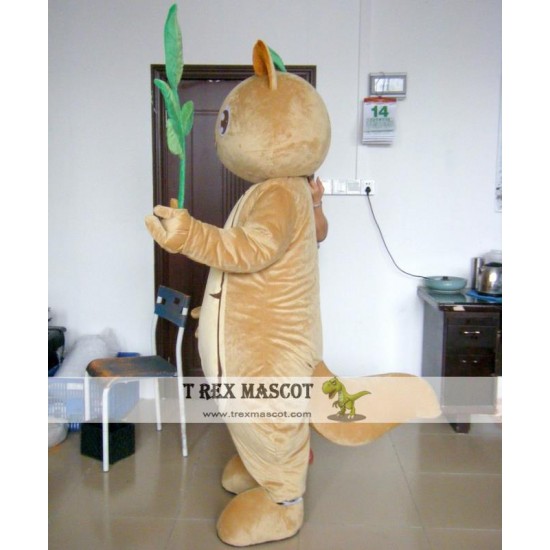 Adult Squirrel Mascot Costume With Green Leaf