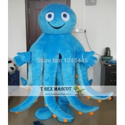 Blue Octopus Mascot Costume For Adults