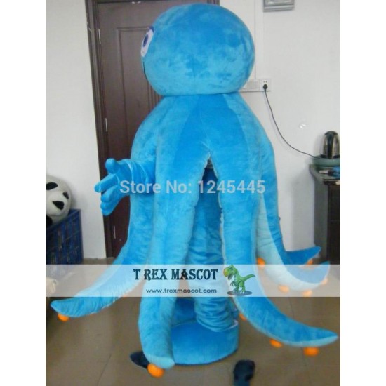 Blue Octopus Mascot Costume For Adults