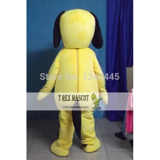 Adult Yellow Puppy Dog Mascot Costume With Black Ears