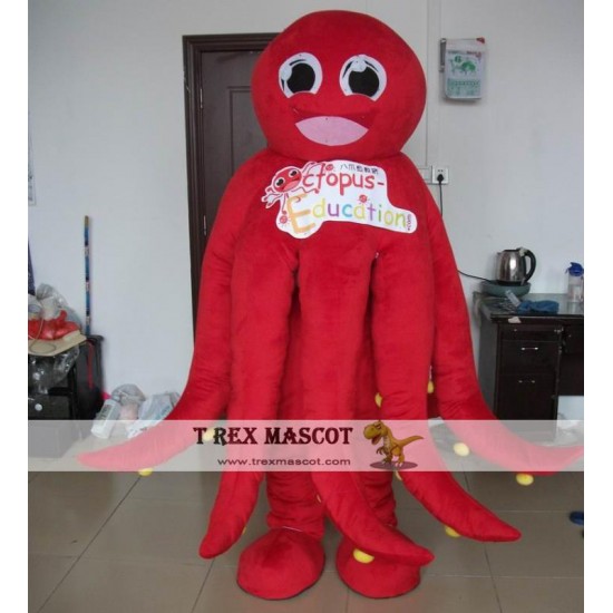 Adult Red Octopus Mascot Costume