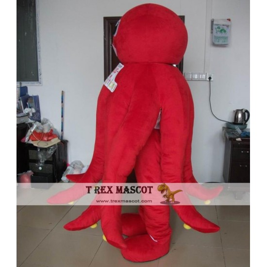 Adult Red Octopus Mascot Costume