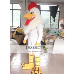 Adult White Rooster With Strong Muscle Mascot Costume