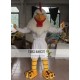 Adult White Rooster With Strong Muscle Mascot Costume