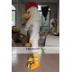 Adult White Rooster With Strong Muscle Mascot Costume